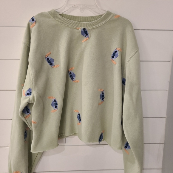 Stitch Embroidered Crop Sweatshirt -Disney Lilo & Stitch - Picture 1 of 5
